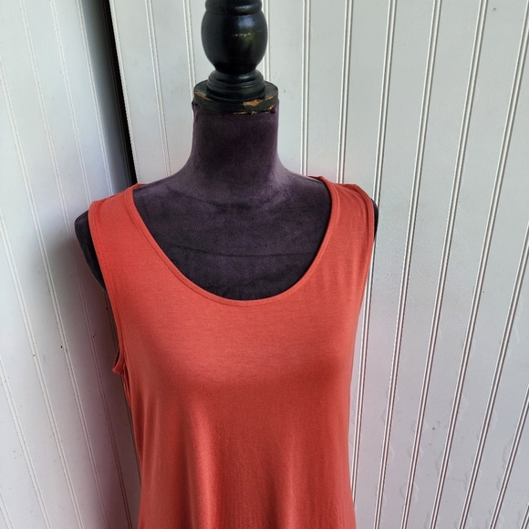 Chicos Orange Tank Shift Dress Stretch Hi-Low Sleveless Round Neck Modest 1 (M) - Picture 2 of 11